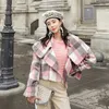 Winterjacke Frauen Herbst Plaid Koreanische Version des Wollmantels Verdickung Gerade Große Größe Frau Mäntel 210529