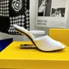 2021 European and American women's special-shaped heel slippers multicolor leather material size 35-42