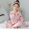 Lente en herfst kinderen889s pyjama's met lange mouwen voor kinderen 100%cottonsilk meisjes jongens huishoudelijke kleding kinderen ontwerper 742 v2