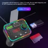 F4 Car Bluetooth Transmisor FM Manos libres Tarjeta TF Reproductor de MP3 PD Luz de fondo colorida Adaptador de radio inalámbrico Cargador USB