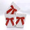 6 Stück Schleife Papier Mais Boxen Mais Süßigkeiten Sancks Geschenktüte Hochzeit Geburtstag Film Party Leckerli Gastgeschenke weiße Schleife Geschenkbox