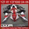 Corpo moto per YAMAHA YZF-R1 YZF-1000 YZF R 1 1000 Rosso bianco blk CC 2004-2006 Carrozzeria 89No.52 YZF R1 1000CC YZFR1 04 05 06 YZF1000 2004 2005 2006 Kit carenature OEM