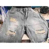 Sommar rippade män shorts rakt löst tiggarhål denim high street hip hop manliga jeans 210716