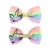 10pcs/set Cute Bow Hair Clips for Girls Rainbow Hair Pins Baby Bowknot Barrettes Printed Hairclip Kids Accessory Gift