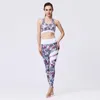 Damen Zweiteilige Hose Nahtlose Frauen Sportbekleidung Yoga Set Gymnastikkleidung Trainingsanzug Langarm Crop Top Hohe Taille Leggings Fitness Sport Sui