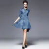 Casual Dresses 2021 Spring Summer Temperament Dress Short-sleeved Slim Slimming Vestidos Denim Embroidered Women A734