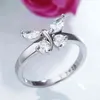 Delicado lindo borboleta em forma de cristal strass zircon anel de senhoras com AAA CZ para mulheres festa jóias de casamento G1125