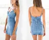 Denim Blue Jean Vintage Bodycon Dresses Women Summer Strapless Suspender Maxi-Dress Backless Hip Up Sheath Dress
