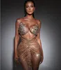 Damenkleid Yousef Aljasmi Abendkleid Sweetheart Gold Crystal Split Mermaid Long Dss Labourjoisie Kim Kardashian Kylie Jenner Bodenlang