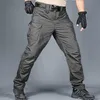 Pantalones cargo para hombre, pantalones de chándal tácticos para exteriores con múltiples bolsillos, ejército militar de talla grande, impermeables, de secado rápido, elásticos, para senderismo, Y0811