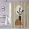 Cortinas de chuveiro Europeias e americanas -Designer retro retro abstrato de vendedor de tipos de cortina de banheiro à prova d'água