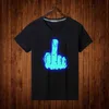 Middle Finger T Shirt Glow Fashion Mens Black Color Middle Finger Noctilucent T Shirt Top Tees O Neck Cotton Clothes Unisex G1222