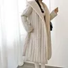 Зимняя корейская утолщение из искусственной норки с капюшоном длинные пальто полного рукава пояса теплые моды элегантные дамы Parka Outercoat 210514