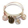Coin Heart Jesus Cross Charm Armband Silver Rose Gold Wire Bangle Armbanden Polsbandjes voor meisjes Damesmode-sieraden Will en Sandy