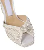 Designer Sandals Women Shoes Luxury Saracria 100/120mm White Satin Platform Sandal Chunky Heel EU35-43 With Box Wedding Bridal
