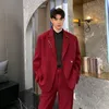 Men's Suits & Blazers Fashion Black Red Retro Jacket Metal Ring Decoration Design Chic Long Sleeve Coat L20