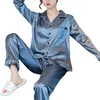 Women Pajamas Sleepwear Autumn Long Sleeve Mujer Pijamas Sexy Nightwear 2 PCS Silk Satin Pyjamas Sets For Woman Plus Size 210809