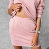 2 pièces ensemble avec jupe pour femmes survêtement streetwear sweat-shirt à manches longues mini jupes dames ensembles printemps automne costume féminin 210730