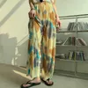 Yedinas Harajuku 여성 바지 캐주얼 느슨한 넥타이 염료 땀 거리웨어 탄성 높은 허리 스웨트 여름 바지 210527