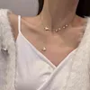 الأزياء 14 كيلو الذهب الحقيقي فراشة لؤلؤة سلسلة قلادة قلادة للنساء مزاجه جودة عالية تصميم مجوهرات ins هدية