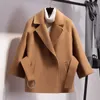 Brand Winter Coat Womens Coats Wool Blends Jackets Ladies Elegant Short Trench Street Batwing Camel Solid Woolen Coat Black 210930