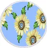 The latest 150CM round printed beach towel, chrysanthemum graphic style, microfiber, tassels, soft touch, support custom LOGO