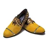 Herrläder nagelklänning toffel leopardtryck tassel loafers par skor mode penny boll män tygsko 270 938