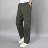 Hommes Summer Light Grey Pantalon à jambe droite Casual Multi-Poche Coton Kaki Large Plus Taille Cargo M-5XL 210715