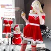 NXY Sexy Setwomen Boże Narodzenie Cosplay Costume Sexy Lingeries Winter Red Sukienka Hollow Otwarte Stroje Pałeczki Lady Santa Z Hat Maid Uniform 1127