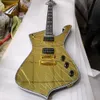 Пользовательские магазины Золото треснуло зеркало Iceman Paul Stanley Electric Guitar Abalone Body Bearing Pearl Inlay, золотое оборудование