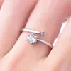 Lovers Ring Fashion Silver Adjustable With White Crystal Romantic Wedding For Jewelry Gift Engagement Rings