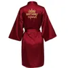 Birthday Party Queen&Squad Robes Satin Robe Dressing Gown Pajamas gold writing kimono robe