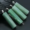 Square Natural Green Aventurine Quartz Crystal Stone Bar Pendant Necklace Carved Polished Semi Precious Gemstones Healing Necklaces Good Luck Jewelry for Women