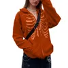 Women's Hoodies & Sweatshirts Diamonds Oversized Design Female Coat Long Sleeve Hooded Skull Skeleton Printing Zipper Y2K Vintage Street Lei