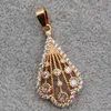 Brincos de colar Conjunto de acessórios de moda de casamento na moda White Stone Zircon Mulheres Luxo Dangle Gold Anéis de ouro pendentes