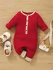 Baby 1pc Contrast Trim Button Half Jumpsuit SHE