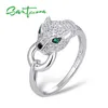 Santuzza Silver Ring For Women Pure 925 Sterling Leopard Panther Cubic Zirconia S Party Fine bijoux 2112175241189