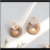 Dangle & Chandelier Jewelrykorea Handmade Irregular Acrylic Stone Wooden Big Hollow Out Round Circle Rattan St Weave Earrings For Women Drop