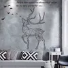 Creative Big Tree Branches Black Frame Wall Sticker för vardagsrum Sovrum Rum Väggdekoration Geometri Elk Art Wall Sticker 210615