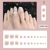 Falsas unhas 24 pcs pé falso toenail dicas definir francês Capa completa de pé falsificador adesivos adesivos remendo DIY manicure decoração 220225