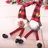 Kerstmis Santa Claus Ornamenten Buffalo Plaid Doll Kerstmis Boom Opknoping Ornament Langbenen Bebaarde Dolls Decoraties CGY114