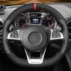 Black Genuine Leather Suede Car Steering Wheel Covers Braids For Mercedes-Benz A 45 C E S 43 63 CLA AMG CLS SLC GLA GLE GLS