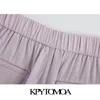Kobiety eleganckie mody luźne spodenki montażowe rocznik wysokiej elastycznej talii zamek błyskawiczny mucha żeński krótkie spodnie pantalones cortos 210416