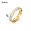 Titanium Steel Lovers Couple Band Rings 4mm 6mm Gold Color Wave Pattern Wedding Promise Finger Ring For Women Men Engagement Jewelry Hip Hop Accessories