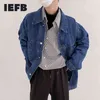 IEFB Dark Blue Denim Jacket Men's Loose Fit Oversized Vintage Jeans Coat Spring Fashion Streetwear Mans Clothing 9Y6971 210524