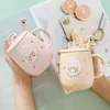 Mobiele telefoon Holder Mok met deksel Lepel Creatieve Persoonlijkheid Cartoon Cat Ceramic Office Ins Home Coffee Cup