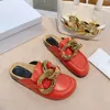 Jelly Shoe Luxurys Designers Schoenen 2021 Baotou Slippers Sandalen Metalen Ketting Wear Flat Leisure Womens Aantal yards 35-41