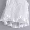Malha gaze costura colete blusa mulheres em volta do pescoço tops feminino camisa branca frouxa blusas mujer s5796 210430