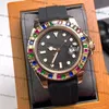 Candy Color Diamond Mens Watch Automatyczne mechaniczne rozbiór 40 mm damskie zegarek zegarek gumowy pasek AAA+ jakość