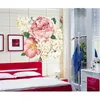 1 PZ 60*90 cm Rosa Peonia Grande Vinile Wall Art Decalcomanie Camera Da Letto Soggiorno Decorativi Adesivi Murali Sulle Pareti Arredamento Bagno 210420